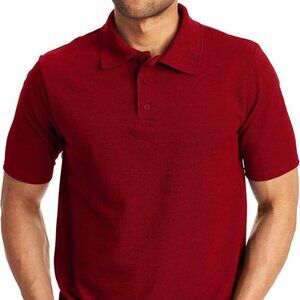 NEW Hanes Men’s X-Temp Short Sleeve Polo Shirt, Midweight Men's Shirt, Deep Red